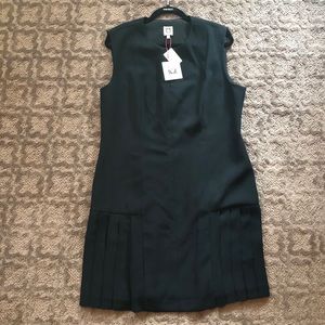 Black Anne Klein Sleeveless Sheath Dress w/ Pleats